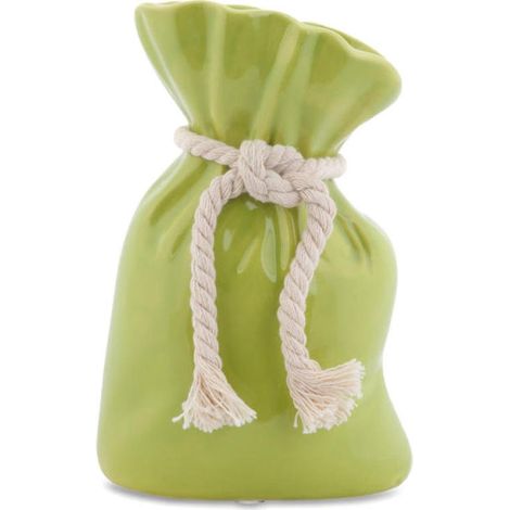 Vaso decorativo verde a forma di borsetta, realizzato in ceramica di alta qualità. (1/2)