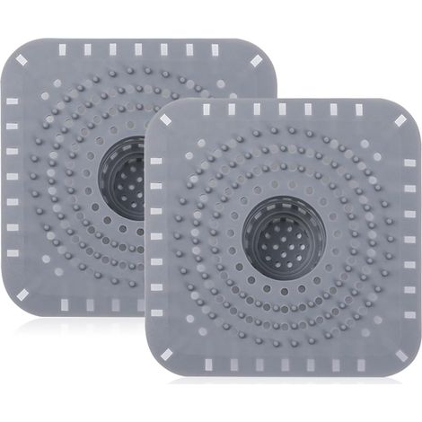 2 pièces protection drain silicone, filtre évier anti-colmatage, attrape-cheveux carré, installation facile pour douche, baignoire e (1/5)