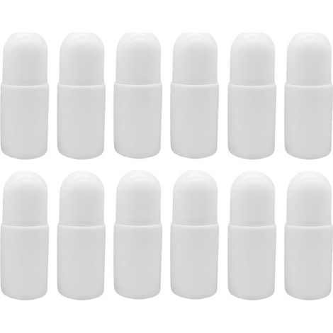 Lot de 12 flacons roll-on vides et rechargeables de 50 ml en plastique pour huiles essentielles. Flacons étanches et réutilisables pour la fabrication de déodorants.-10.00X4.00X4.00CM-White (1/4)