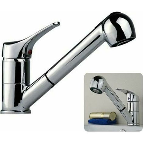 Pull Out Kitchen Mixer Single Handle Kitchen Faucet Single Handle Low Spout Kitchen Faucet Chrome Silver (1/5)