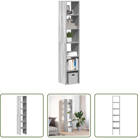 Bücherregale - Bücherregale 2 Stk. Stapelbar Grau Sonoma 30x30x80 cm (1/5)