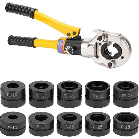 Pince à sertir hydraulique, compatible avec Pex / Inox / Cuivre, 15,75 pouces, noir / jaune, TH et V (1/2)