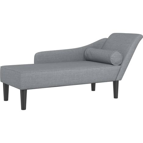 Chaise longue  Transat  Bain de soleil avec coussins gris clair tissu (1/5)