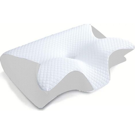 Oreiller cervical viscoélastique, oreiller orthopédique ergonomique 2 en 1 pour soulager les douleurs cervicales, oreiller de soutien profilé, 1 pièce, blanc-AquaForge (1/5)