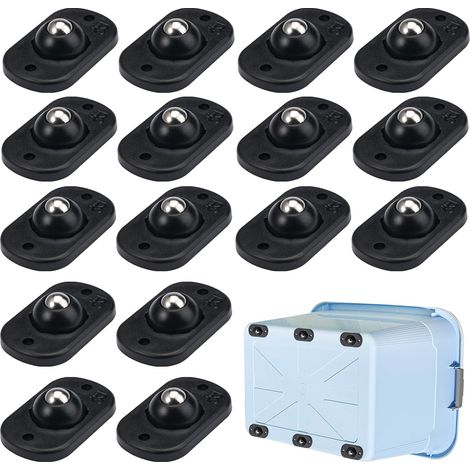 16 Mini-Soft-Selbstkleberollen, Selbstklebende Lenkrollen, Mini-Universal-Selbstkleberäder, Geeignet für verschiedene Aufbewahrungsboxen, Kleinmöbel, Mülleimer (Schwarz) (1/5)