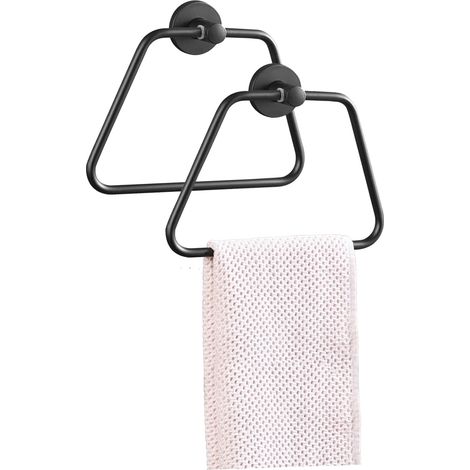 2Pcs Porte-Serviettes,Auto-AdhéSif Anneau Porte Serviettes Acier Inoxydable Porte Serviette Carré Ouvert (1/5)