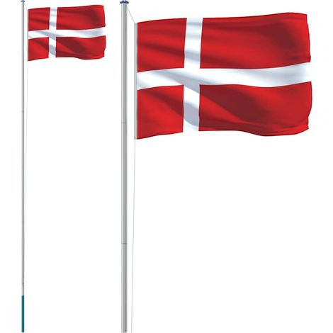 Drapeau du Danemark et mât 6,08 m Aluminium (1/5)