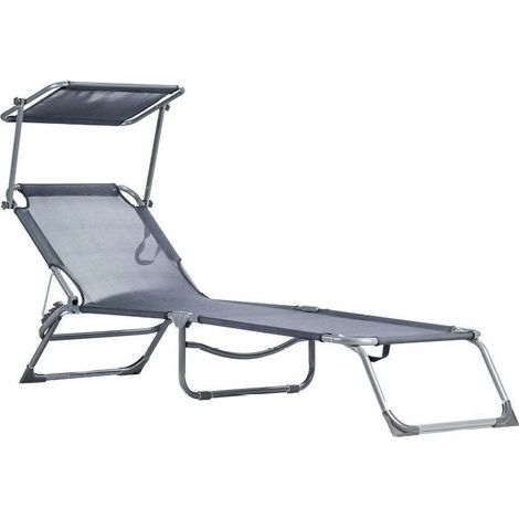 Liegestuhl tagesbett verstellbarer gartensessel mit baldachin grau 8839433