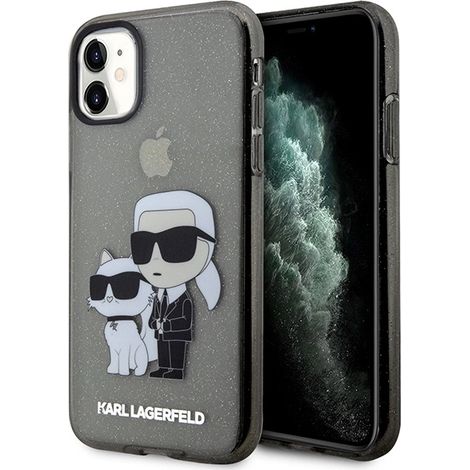 Karl Lagerfeld Glitzer Choupette iPhone 11 Hülle Schwarz (1/5)