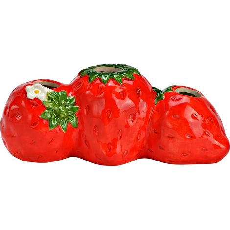 Vase 3 trous Fraises 24x10x10 cm