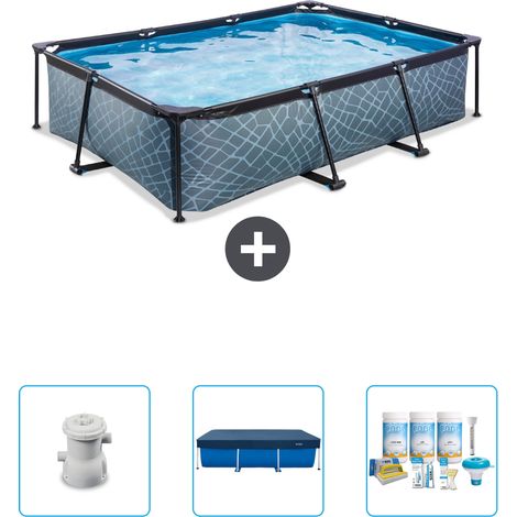Exit Pool Rechteckig - Steinoptik - 300x200x65 cm - 4-teilig SCB63 (1/4)