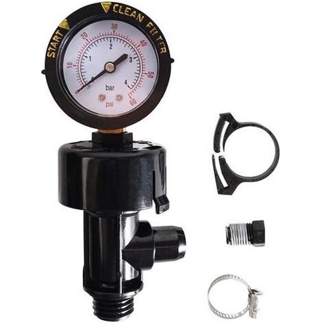 98209800 Manuelles Hochdruck-Überdruckventil/Manuelles Luftdruck-Überdruckventil mit Manometer für Schwimmbadfilter und (1/5)