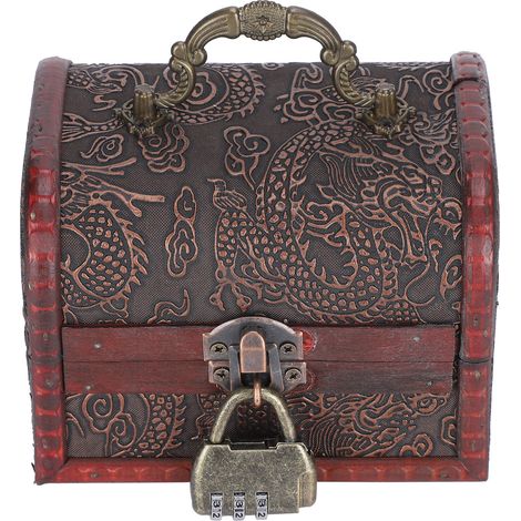 Boîte de Rangement Vintage en Bois pour Bijoux - Écrin à Colliers et Boucles d'Oreilles - Accessoire Photo (Coffret à Serrure Codée) (1/5)