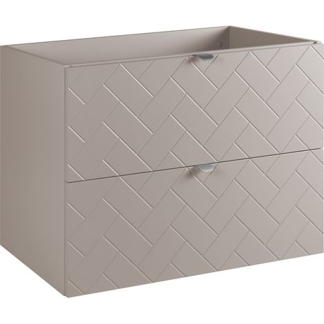 Furnidea - Meuble sous vasque MADIS CACHEMIRE 80 cm S - 2 tiroirs, façades motif chevron, design moderne (1/5)