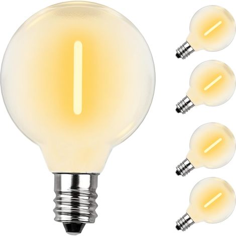 5 Pack 24V E12 Edison Vis Globe G40 LED Bulbes, bulbe de remplacement blanc chaud pour les lumières de chaîne G40, Bulbes imperméables étanches pour la décoration extérieure (1/5)