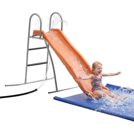 toboggan aquatique vevor, grand toboggan de 305 cm pour extérieur pour enfants, toboggan de piscine autoportant avec arroseur réglable intégré et éche (1/2)