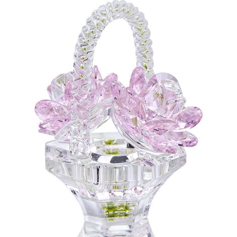 Panier de roses rouges en cristal, figurines de collection en cristal, ornements pour la décoration intérieure, centre de table (1/5)