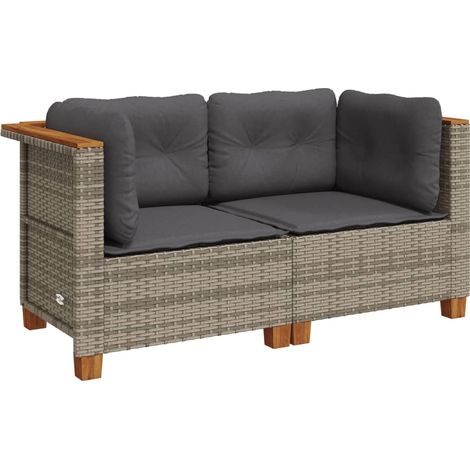 Maison Exclusive - Divani Angolari da Giardino con Cuscini 2pz Polyrattan Grigio (1/5)
