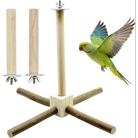 Perchoirs à Oiseaux, Perchoir Rotatif pour Perroquet, Jouet à Mâcher en pour Perroquet pour Perruches,Perroquets,Calopsittes,Oiseaux, Inséparables, Style Bois Naturel (1/5)
