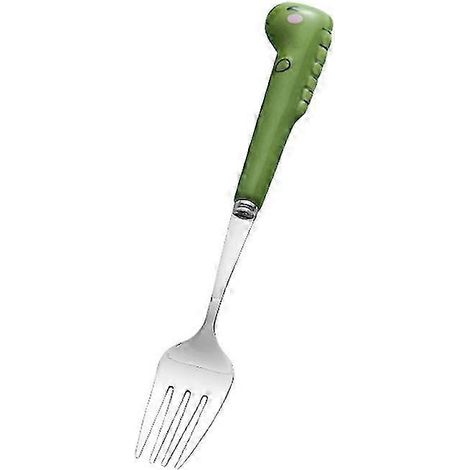 Couverts pour tout-petits résistants aux rayures, antirouille, en acier inoxydable, motif dinosaure, fourchette et cuillère pour enfants, OOZGreenFork (1/5)