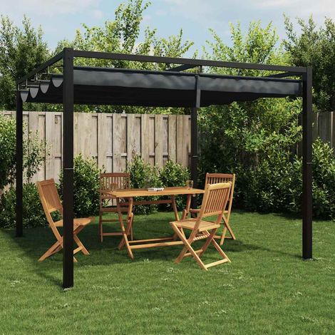vidaXL Cenador de jardín con techo retráctil acero antracita 3x3 m (1/2)