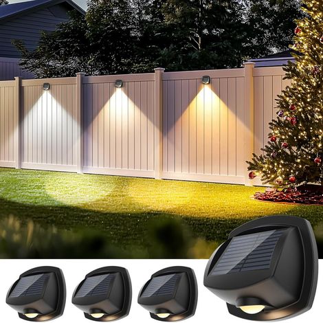 4 lampes murales solaires, lampes solaires LED pour clôtures et miroirs d'extérieur convexes (1/5)