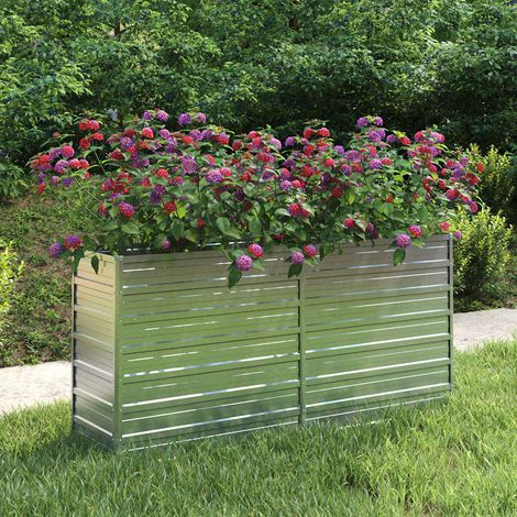 Lit surélevé de jardin-Jardinière surélevée-Bac de jardin surélevé 160x40x77 cm Acier galvanisé Argenté (1/5)