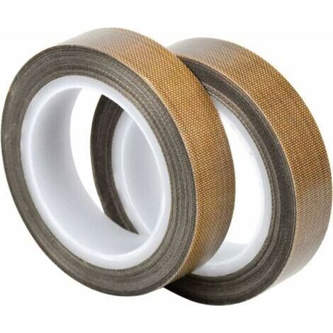 2 Rouleau de Ruban Adhésif de PTFE, Bande de Téflon, Haute Température Ruban, -100℃ - +260℃ Ruban Adhésif de Tissu de Verre Enduit PTFE, (13mm x 10m + 13mm x 10m) (1/5)