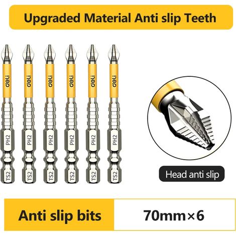 Lot de 6 tournevis Phillips magnétiques antidérapants PH2, pour perceuses et outils manuels, tailles 25/50/65/70/90/150 mm-AquaForge (1/5)