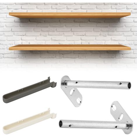 Kit 2x Support d'Étagère TENTI-7 Haute Résistance Avec Couvercle Blanc Comprenant Chevilles et Vis (1/2)
