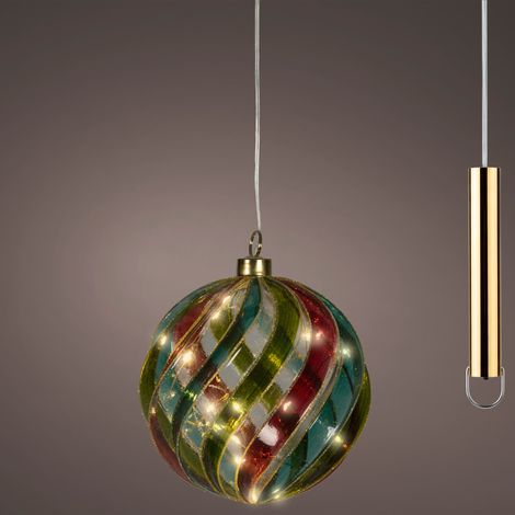 SFERA LED IN VETRO ROSSO E VERDE LUCE BIANCO CALDO PER USO INTERNO DIAM 14CM (1/4)