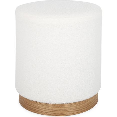 sweeek - Skandinavischer Hocker mit weißem Bouclé-Bezug