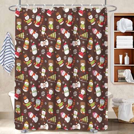 Ensemble rideau de douche polyester avec anneaux 180x180 fluide rideau imperméable pour salle de bain moderne (1/5)