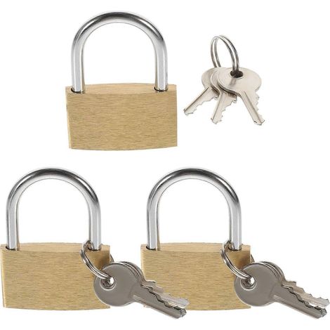 Lot de 3 cadenas à clé pour garage et clôture, en cuivre, avec clés. (1/5)