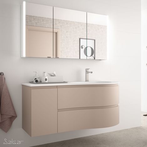 Salgar Spiegelschrank ALLIANCE 1200 3 Spiegeltüren doppelt verspiegelt inkl. Schalter und Steckdose und mit seitlichem LED-Licht(21.5W) 1222 x 650 x 150 mm (1/4)