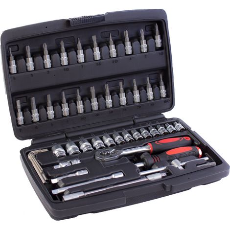 GOTOOLS 1/4" Steckschlüssel-Satz 48-tlg feinverzahnte Umschaltknarre 72 Zähne (1/3)