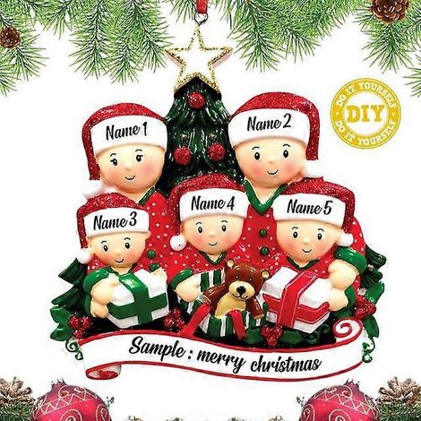 Décoration de Noël suspendue pour sapin, Nouvel An, acrylique, à faire soi-même, décoration de Noël personnelle pour la maison, une famille de 5 personnes (1/5)