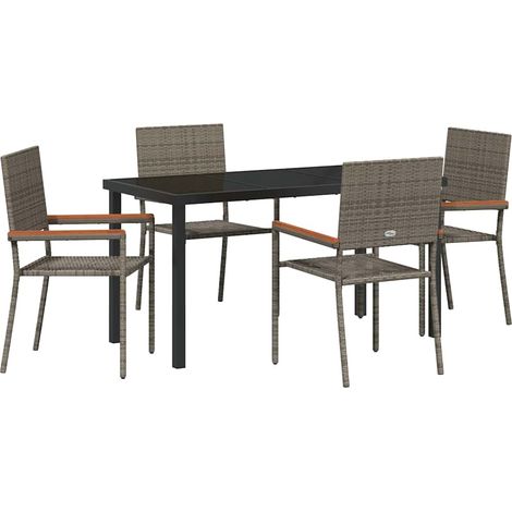 Maison Exclusive - Conjunto de Comedor de Jardín 5 pcs Gris ratán (1/5)