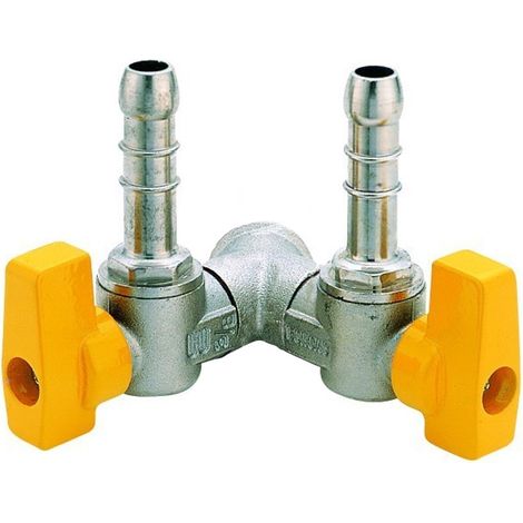 Rubinetto due vie con leva 1/2" x 14 maschio con portagomma METANO enolgas