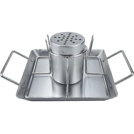 Filiyano-Grille à poulet verticale en acier inoxydable, fabriquée à partir de canettes de bière. Dimensions : 26 x 18,5 x 9,5 cm. (1/4)
