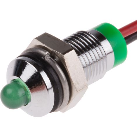 Voyant LED lumineux Vert RS PRO, dia. 6mm, 2V c.c., taille de la lampe 3 mm, IP67 ( Prix pour 1 ) (1/2)