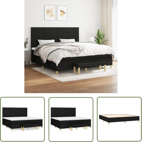 The Living Store Boxspringbett mit Matratze Schwarz 200x200 cm Stoff - Boxspringbett - Doppelbett - Bett Mit Matratze - Bettsofa - Schlafsystem (1/5)