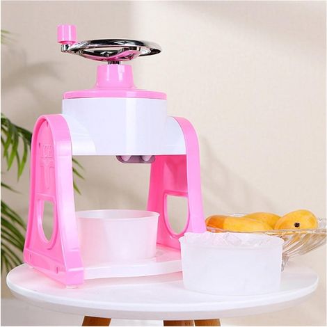 Broyeur à glace manuel rotatif sans BPA pour préparer glace pilée granita et boissons glacées à la maison couleur rose (1/5)