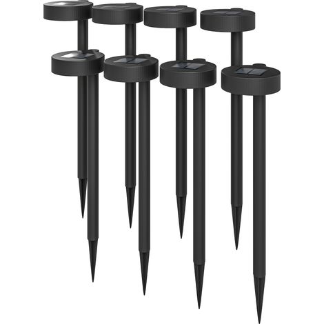 Outsunny Set 8 Luci da Esterno a Energia Solare con Illuminazione LED Nero