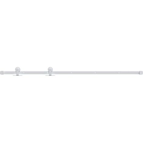 Ensemble de quincaillerie pour porte coulissante en acier blanc de 183 cm