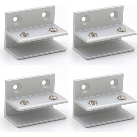 Lot De 4 Pinces À Verre En Forme De F, Support Mural, Pinces De Douche, Étagère, Panneaux De Serrage 10–12 Mm (1/5)