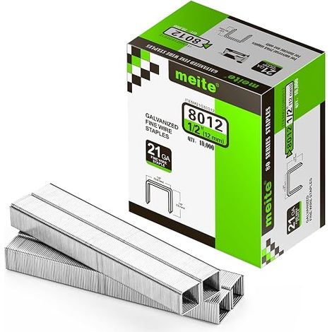 Staples Type 80/12 mm, Galvanized Staples for Upholstery Stapler Type 80, Pack of 10,000 Pieces, 1/2 Inch Crown, for Upholstery, Construction and Repairs (1/5)