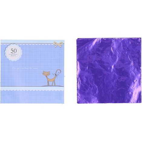 50 feuilles de papier aluminium brillant violet pour emballage de pâtisserie maison (chocolats, bonbons, etc.) (1/5)
