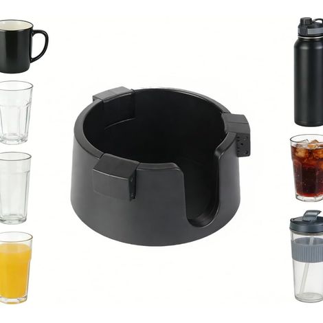Porte-gobelet Anti-déversement Porte-gobelet de Bureau - Diamètre Intérieur Réglable 2,6 à 3,5 Pouces avec Autocollant - Support de Tasse Ajustable pour Bureau Voiture Bateau Camping, Noir