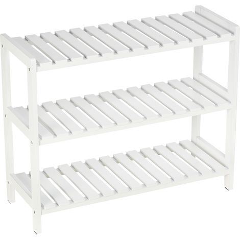 Étagère à chaussures en bois 3 niveaux – Rangement pour 9 paires – Meuble d’entrée blanc 70x26x57,5 cm